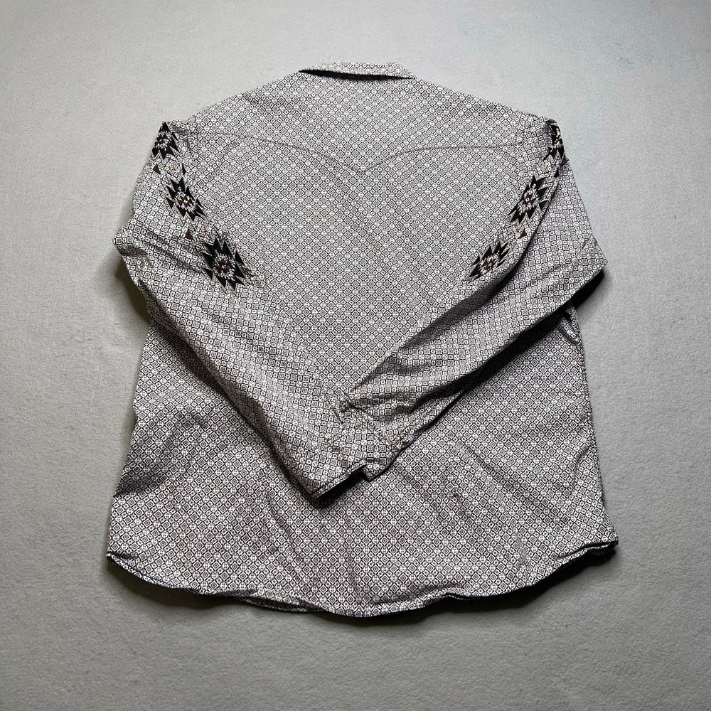 Panhandle Rough‎ Stock Western Shirt Mens XL Geometric Embroidered Sleeve Snap - Picture 8 of 13